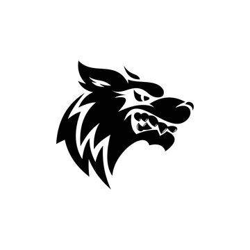 black wolf head tattoo vector