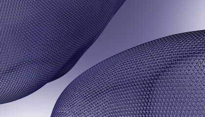 Naklejka premium Abstract digital wave of particles. purple background. Technology background. Data technology illustration. Abstract futuristic background. Wave with connecting dots and lines on dark background.