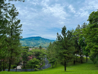 A photo of mountain view from mountainous residence, after some edits.