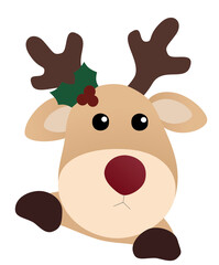 Christmas reindeer with sign vector for card design 