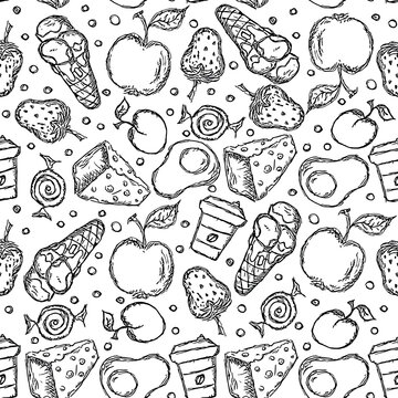 seamless food pattern. vector food background
