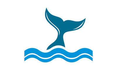 blue whale tail vector logo