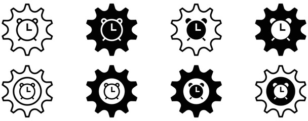 gear with alarm icon set. alarm settings icon collections  sign symbol, vector illustration