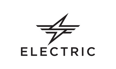 electric logo design. bolt with wings combination symbol vector illustration.