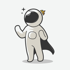 cute astronaut cool pose art illustration