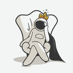astronaut sit in chairs like a king art illustration