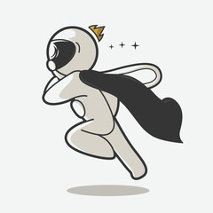 cute astronaut cool pose art illustration
