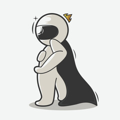 cute astronaut cool pose art illustration