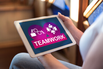 Teamwork concept on a tablet