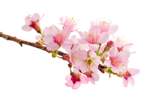 Bud of cherry blossom, sakura flower isolated white background