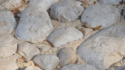 Stone pathway in the park. Stone path made from a pebble.