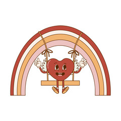 Comic happy heart sticker . Retro happy Valentine's Day.