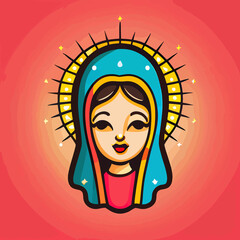hand drawn flat design virgen de guadalupe illustration © Fernando