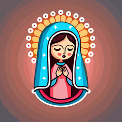 hand drawn flat design virgen de guadalupe illustration © Fernando