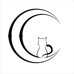 cat sitting on crescent moon