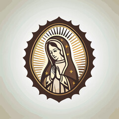 Caricature of the virgin of guadalupe, flat design © Fernando