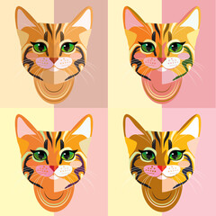 Obraz premium Vector pattern cats. For print and web. Lovely kitten faces.