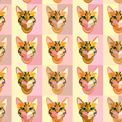 Vector pattern cats. For print and web. Lovely kitten faces.