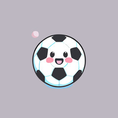 kawaii cartoon of animated soccer ball, soccer ball mascot character