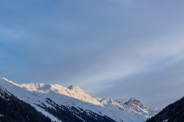 Winter landscape of Jakobshorn mountain peak popular ski resort
