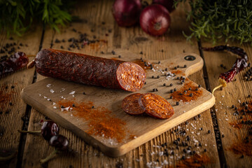 Paprika spice sausage salami