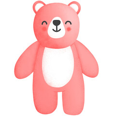 Watercolor Valentine's day pink bear 
