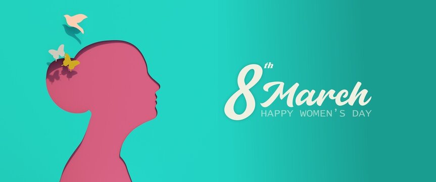 8 MARZO FESTA DELLA DONNA Happy Women Day 8 March pink girl cutout greeting card