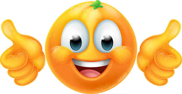 Naklejki An orange fruit cartoon character emoticon emoji mascot