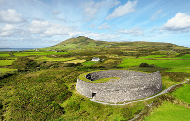 Cahergall prehistoric Celtic circular dry stone wall fort settlement aka cashel near Cahersiveen,...