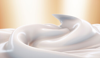 Closeup of white cosmetic beauty cream, moisturizer or skin care cosmetic with white background  - 3D illustration