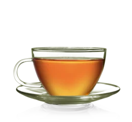 Fotobehang Cup of tea or glass cup of hot aromatic tea. PNG transparency © POSMGUYS