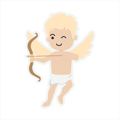 Vector Cartoon Cupid Carrying Arrow