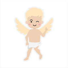 Obraz premium Vector Cartoon Cupid Carrying Arrow