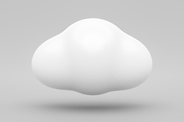 White fluffy cloud 3d icon isolated on illustration background of abstract sky cartoon cloudy smoke shape or cumulus weather atmosphere environment and natural cloudscape air nature fog backdrop.