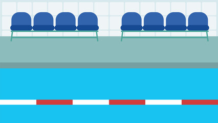 Swim lane in the pool and spectator seats