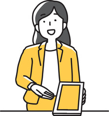 モバイルで説明する女子社員