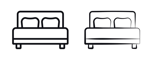 Bed furniture illustration double bed icon