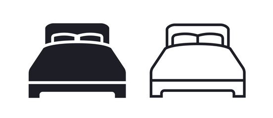 Bed furniture symbol double bed icon - obrazy, fototapety, plakaty