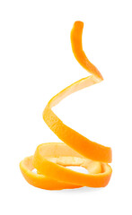 Fototapeta na wymiar Fresh orange peel preparing for drying isolated on white