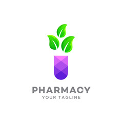Design of a creative pharmacy concept logo, Medical and healthcare logo, Herbal capsule logo