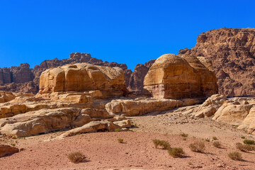Fototapeta na wymiar Petra, Jordan sandstone rocks landscape