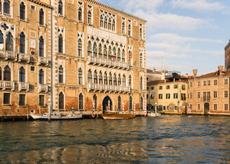 Fototapeta na wymiar Charming architectural detail of buildings by the grand canal in Venice, Italy