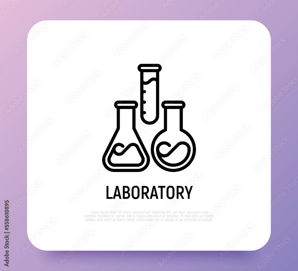 Poster laboratory symbol: test tubes in different shapes. thin line icon. modern vector illustration for la