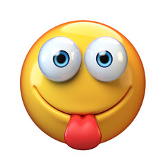 Yummy Emoji isolated on white background, sticking tongue emoticon 3d rendering