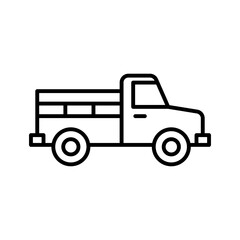 Farmer pickup truck icon. Old retro pickup truck, pictogram isolated on a white background.
