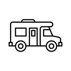Caravan car line icon. Mobile home or camper. Motor home.