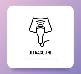 Ultrasound thin line icon. Medical equipment for health diagnostic. Modern vector illustration for laboratory service.