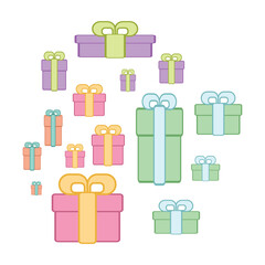 Colored gift boxes with ribbon and bow