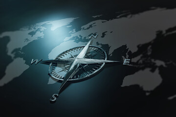 Kompass - Weltkarte - Nautisch