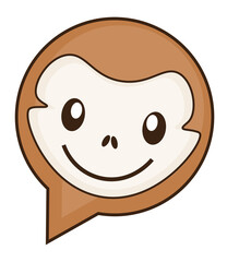 Cute Monkey Cartoon Character in Speech Bubble